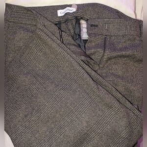 Calvin Klein Womens Black and Gray Plaid Pants